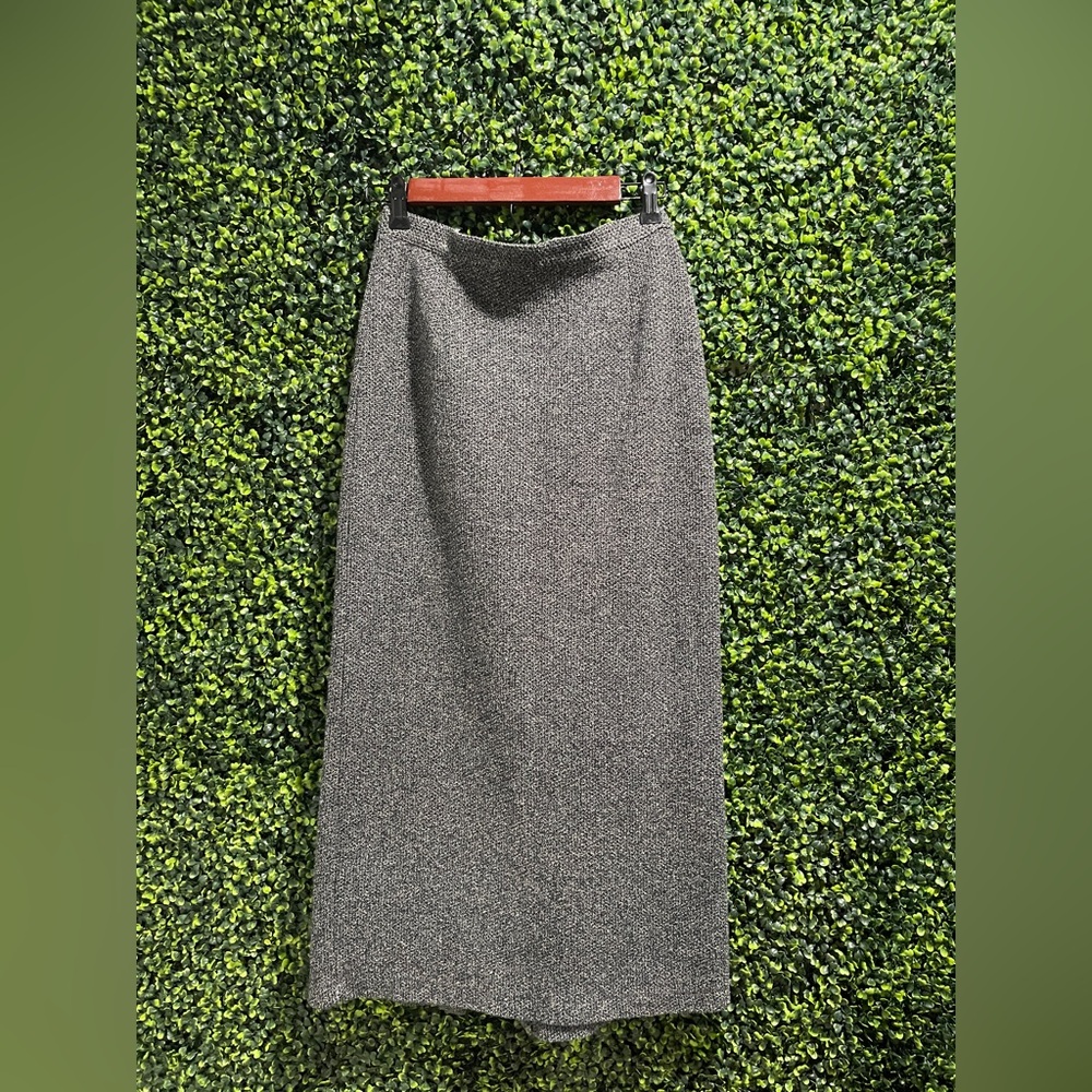 Business Classic Gray Textured Knit Women's Pencil Skirt